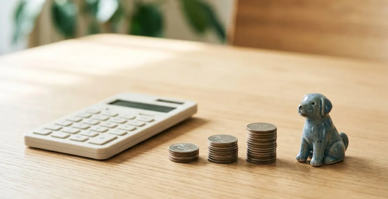 Composition symbolique évoquant l'analyse financière et la planification budgétaire pour la santé animale