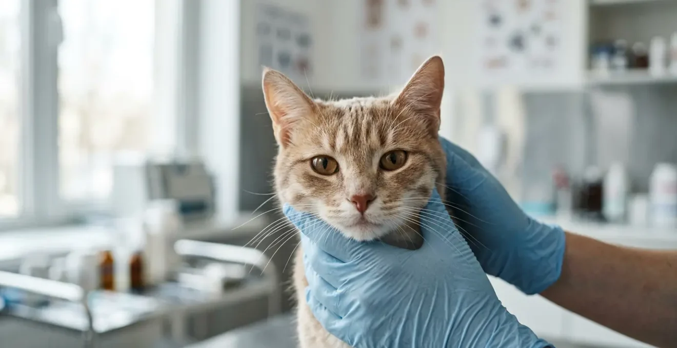 Chat recevant des soins bucco-dentaires vétérinaires avec alimentation adaptée