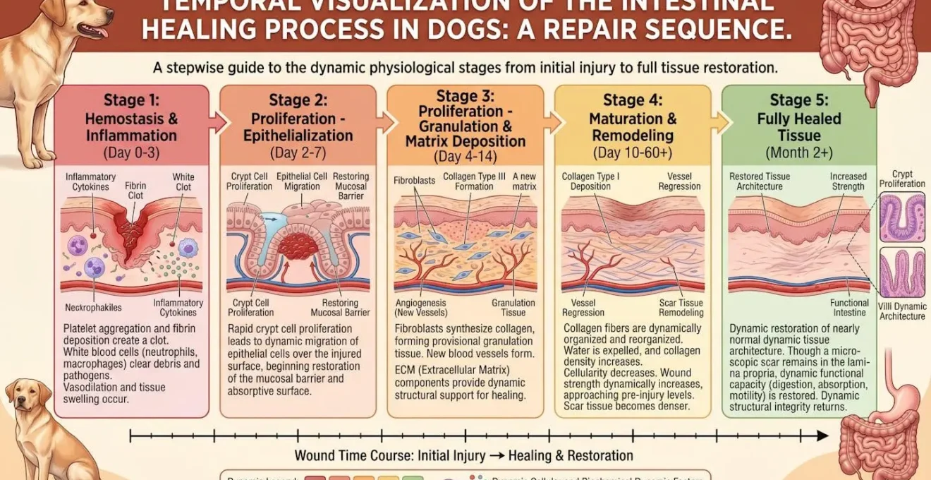 Visualisation temporelle du processus de guérison intestinale chez le chien