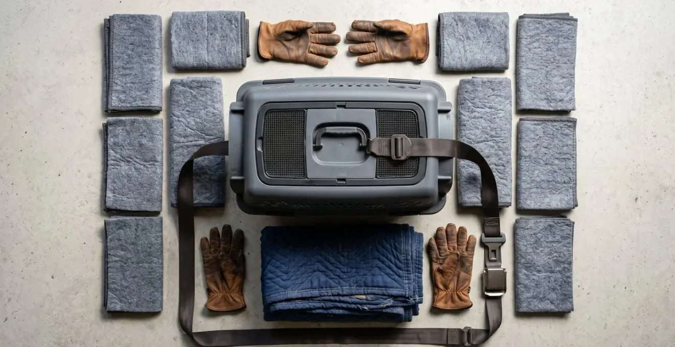 Kit complet d'accessoires pour transport sécurisé d'un chat anxieux en voiture