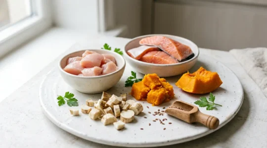 Representation scientifique de la sante intestinale canine et feline avec microbiome equilibre