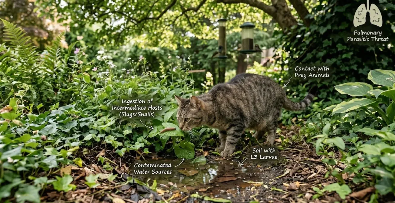 Représentation visuelle de la menace parasitaire pulmonaire chez le chat via son environnement